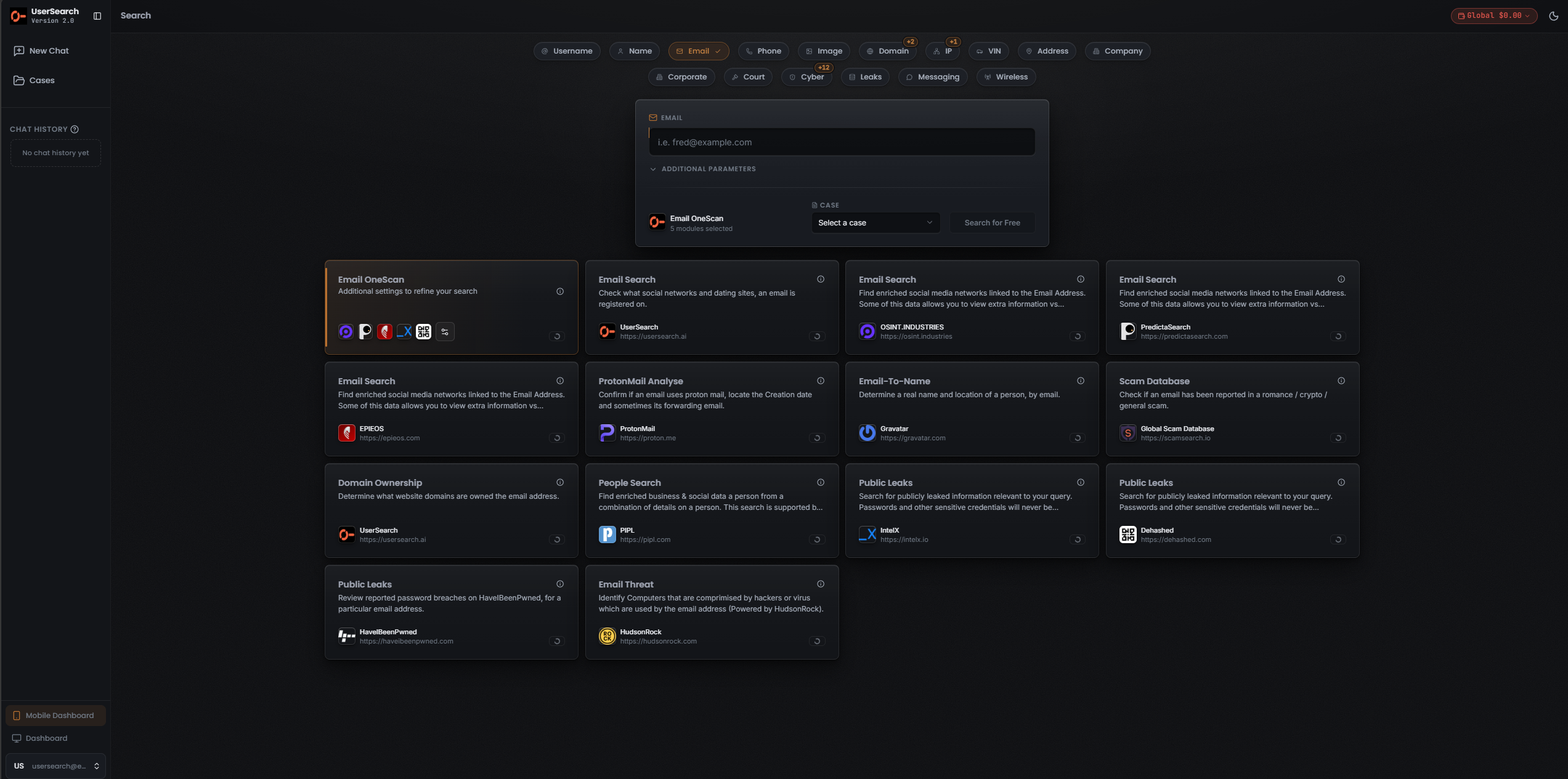 AI Agent (S.A.R.G.E.) entity-type and Search type pills
