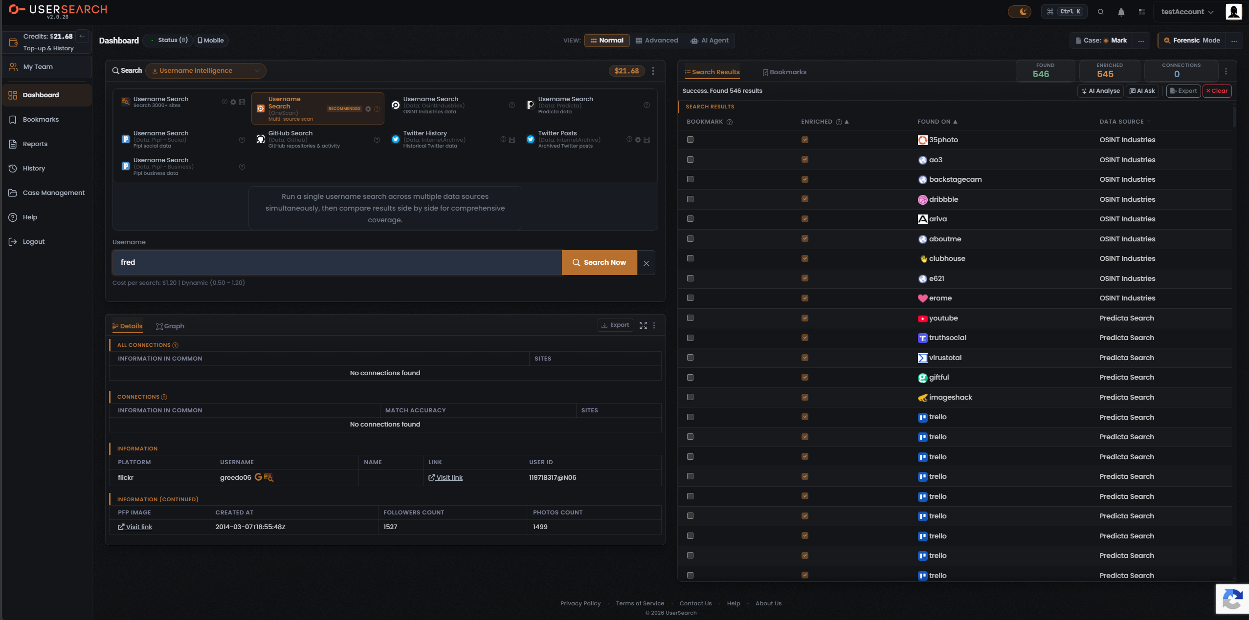 Results screen, OneScan Module, all rows enriched