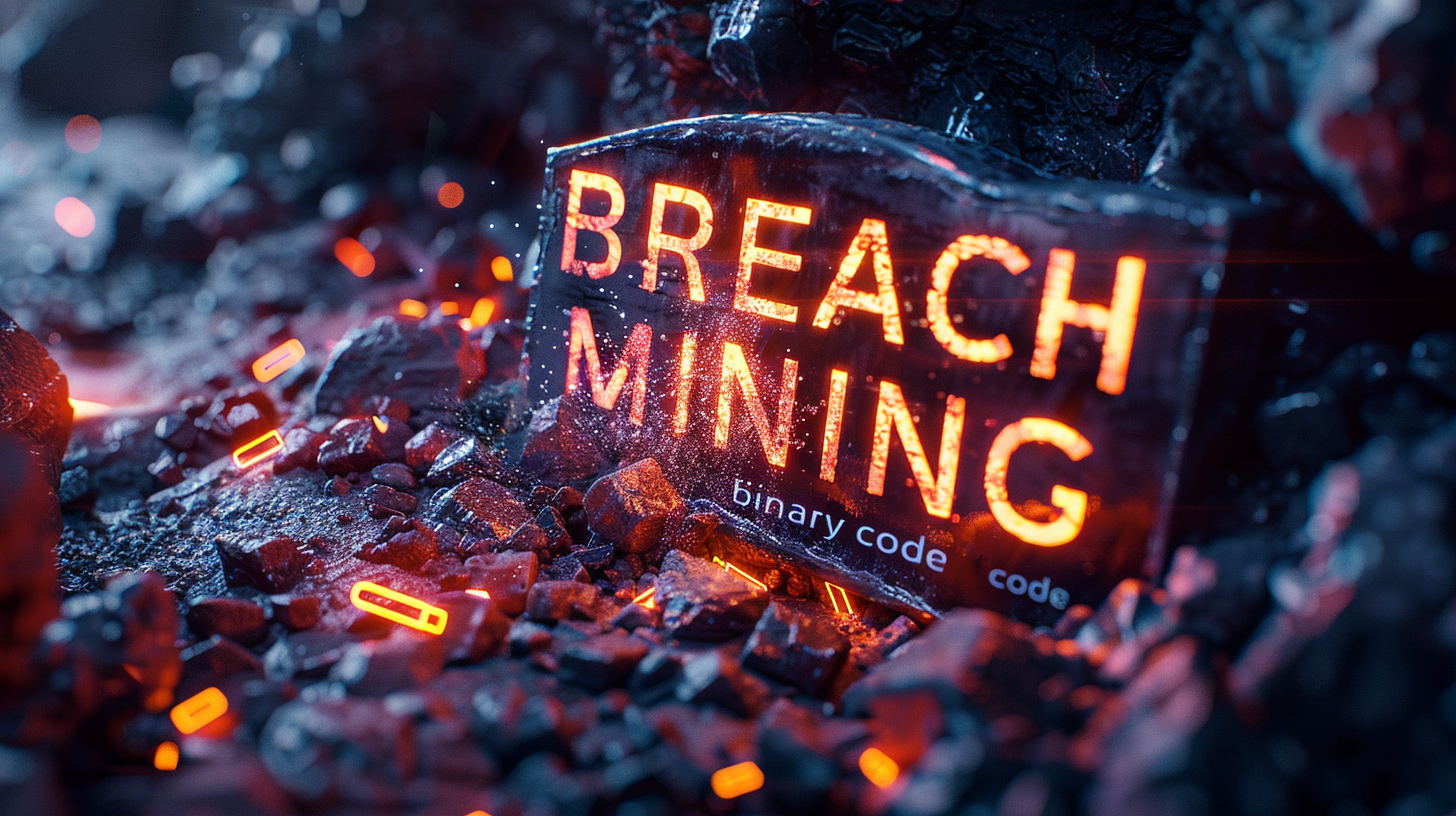 Public Leaks OSINT mining concept with digital pickaxe and data gems