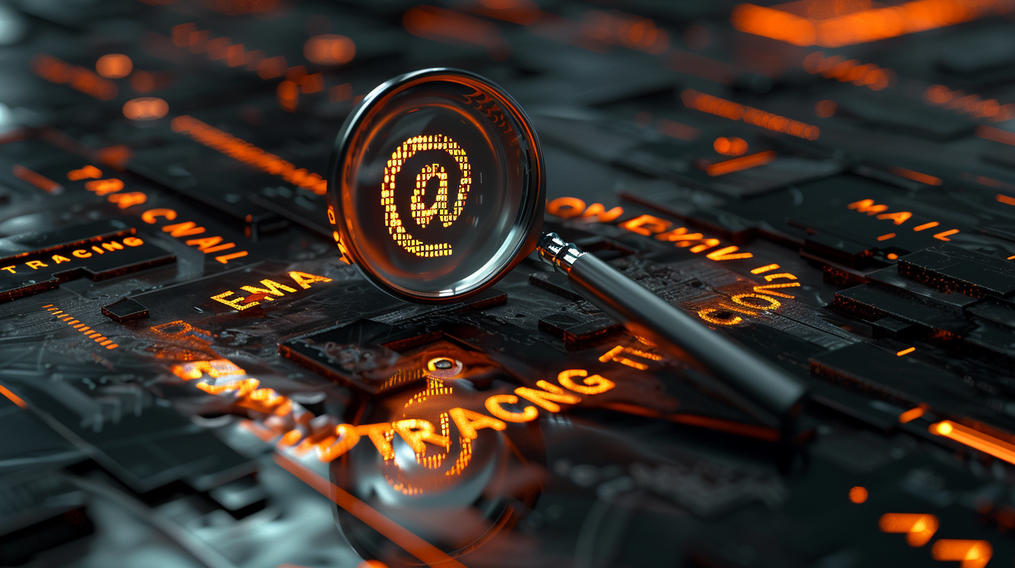 Email Tracing guide illustration showing data stream analysis