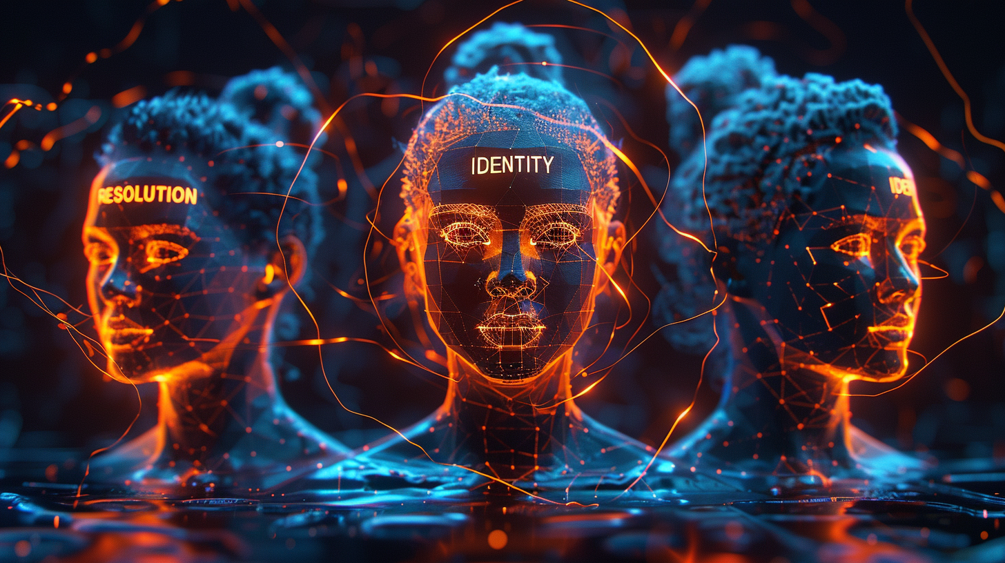 Identity Resolution concept with 3D profile avatars connecting