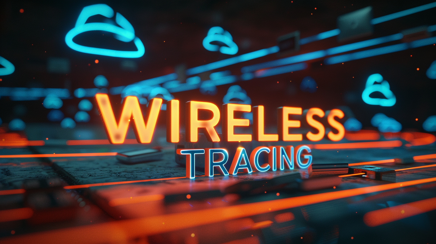Wireless OSINT tracing concept with antenna tower and signal waves